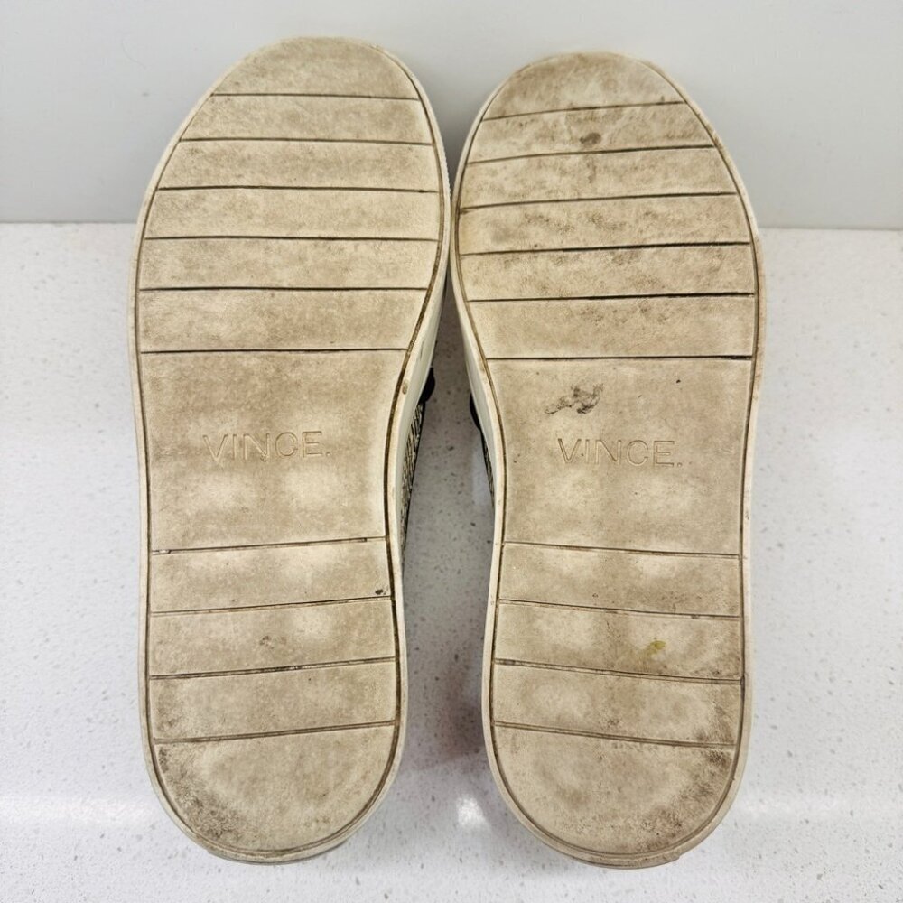 Vince Sneakers Classic Leather Snakeskin Runners Shoes Slip On White Soles Sz 7 - Picture 12 of 12
